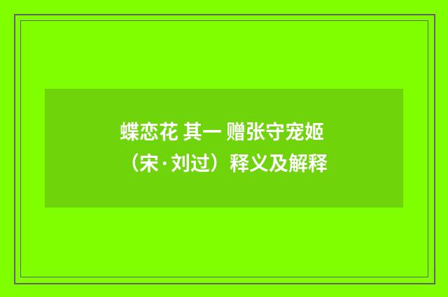 蝶恋花 其一 赠张守宠姬（宋·刘过）释义及解释