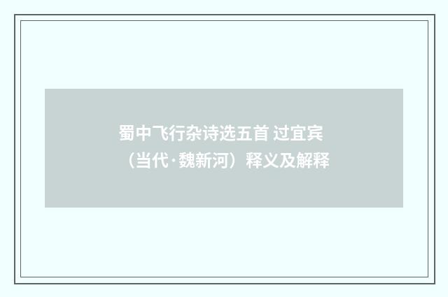 蜀中飞行杂诗选五首 过宜宾（当代·魏新河）释义及解释