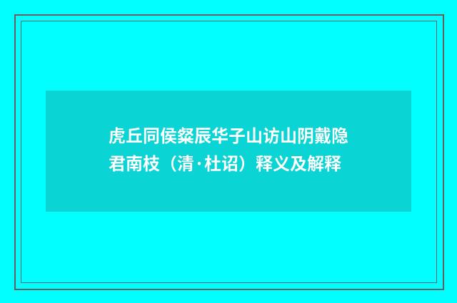 虎丘同侯粲辰华子山访山阴戴隐君南枝（清·杜诏）释义及解释
