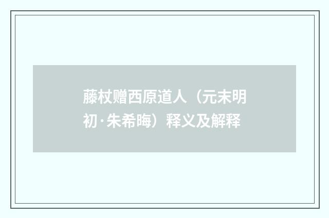 藤杖赠西原道人（元末明初·朱希晦）释义及解释