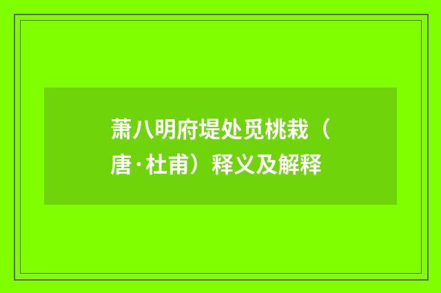 萧八明府堤处觅桃栽（唐·杜甫）释义及解释