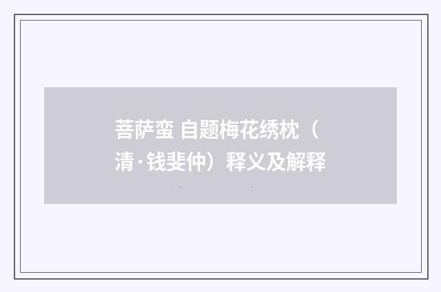 菩萨蛮 自题梅花绣枕（清·钱斐仲）释义及解释