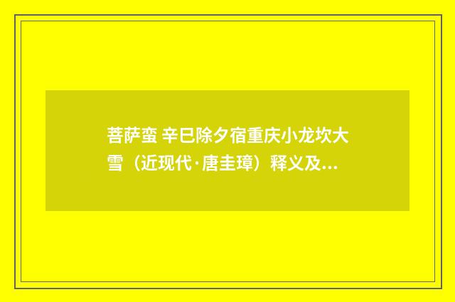菩萨蛮 辛巳除夕宿重庆小龙坎大雪（近现代·唐圭璋）释义及解释
