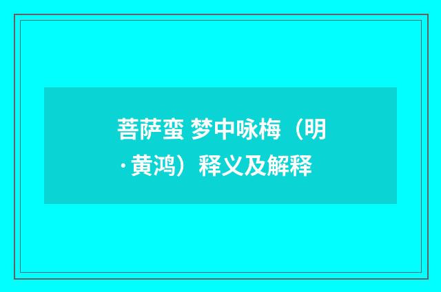 菩萨蛮 梦中咏梅（明·黄鸿）释义及解释