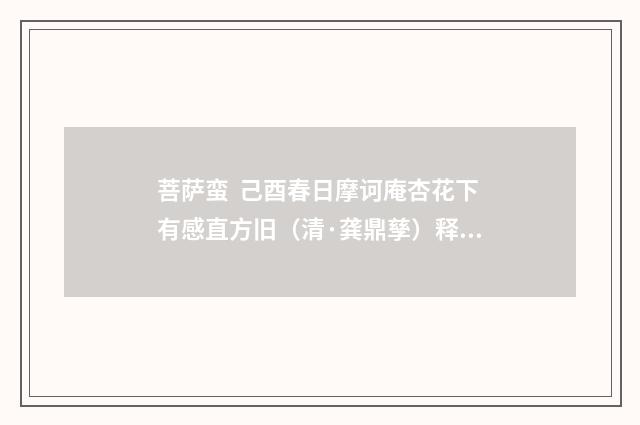 菩萨蛮 己酉春日摩诃庵杏花下有感直方旧（清·龚鼎孳）释义及解释