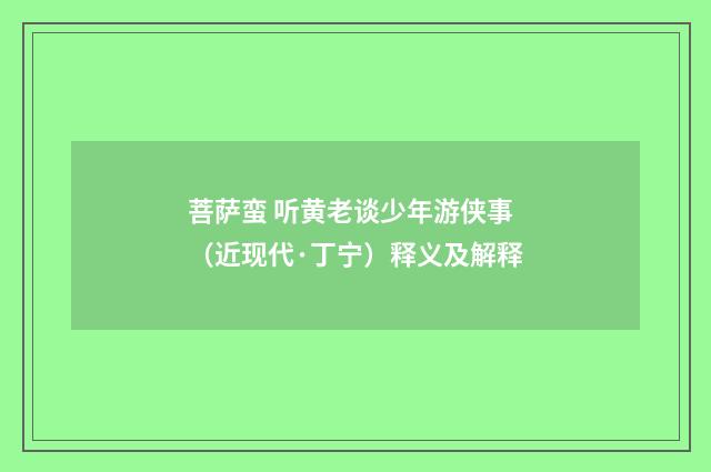 菩萨蛮 听黄老谈少年游侠事（近现代·丁宁）释义及解释