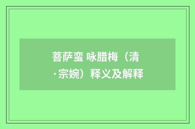 菩萨蛮 咏腊梅（清·宗婉）释义及解释