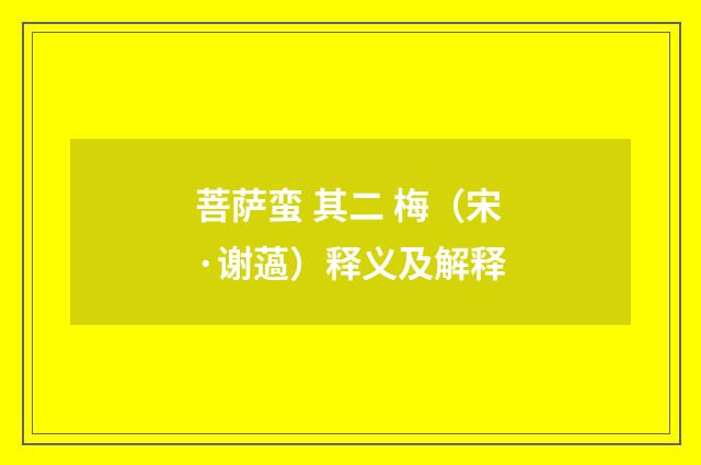 菩萨蛮 其二 梅（宋·谢薖）释义及解释