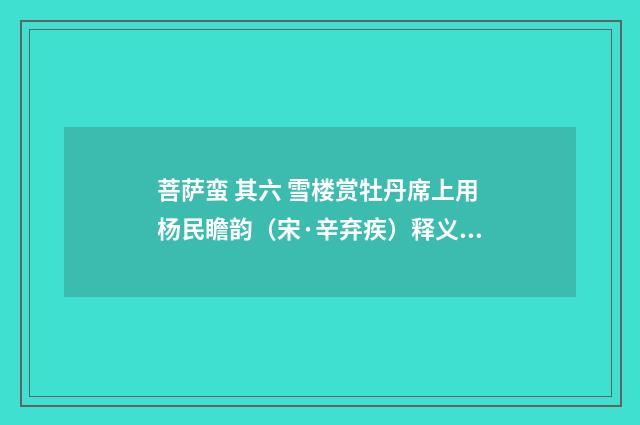 菩萨蛮 其六 雪楼赏牡丹席上用杨民瞻韵（宋·辛弃疾）释义及解释