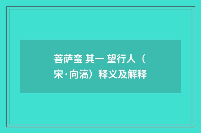 菩萨蛮 其一 望行人（宋·向滈）释义及解释