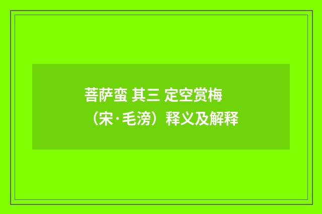 菩萨蛮 其三 定空赏梅（宋·毛滂）释义及解释