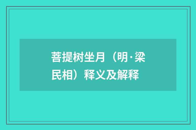 菩提树坐月（明·梁民相）释义及解释