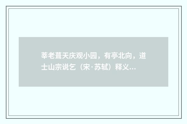 莘老葺天庆观小园，有亭北向，道士山宗说乞（宋·苏轼）释义及解释