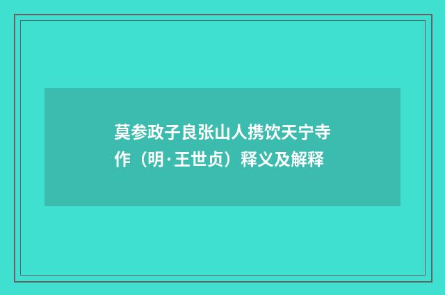 莫参政子良张山人携饮天宁寺作（明·王世贞）释义及解释
