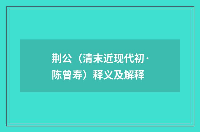 荆公（清末近现代初·陈曾寿）释义及解释