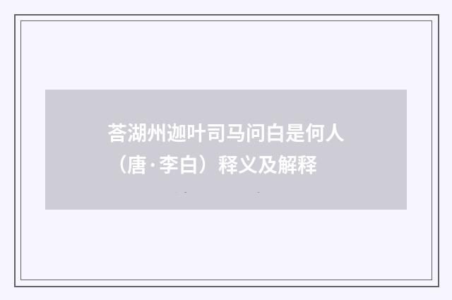 荅湖州迦叶司马问白是何人（唐·李白）释义及解释