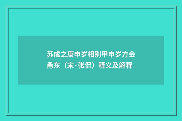 苏成之庚申岁相别甲申岁方会甬东（宋·张侃）释义及解释