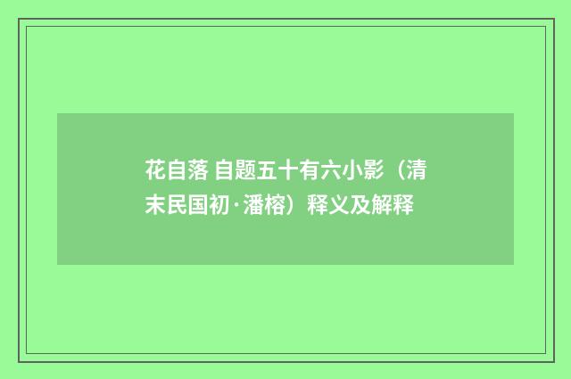 花自落 自题五十有六小影（清末民国初·潘榕）释义及解释