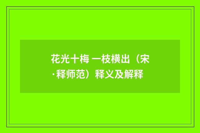 花光十梅 一枝横出（宋·释师范）释义及解释