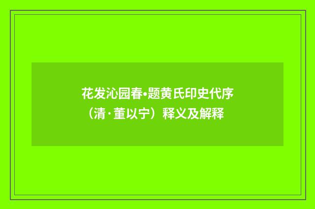 花发沁园春•题黄氏印史代序（清·董以宁）释义及解释