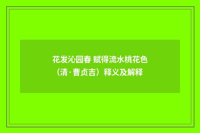 花发沁园春 赋得流水桃花色（清·曹贞吉）释义及解释