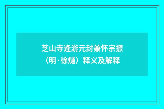 芝山寺逢游元封兼怀宗振（明·徐熥）释义及解释