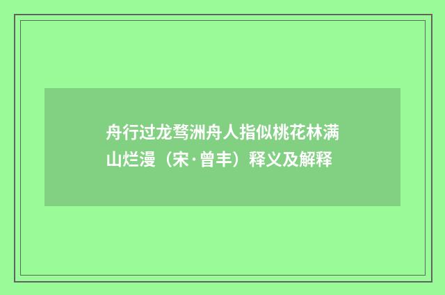 舟行过龙骛洲舟人指似桃花林满山烂漫（宋·曾丰）释义及解释