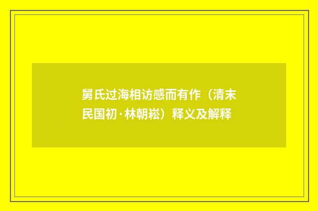 舅氏过海相访感而有作（清末民国初·林朝崧）释义及解释