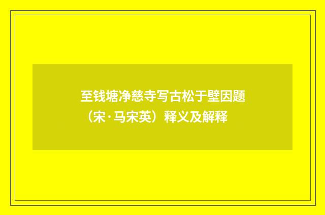 至钱塘净慈寺写古松于壁因题（宋·马宋英）释义及解释