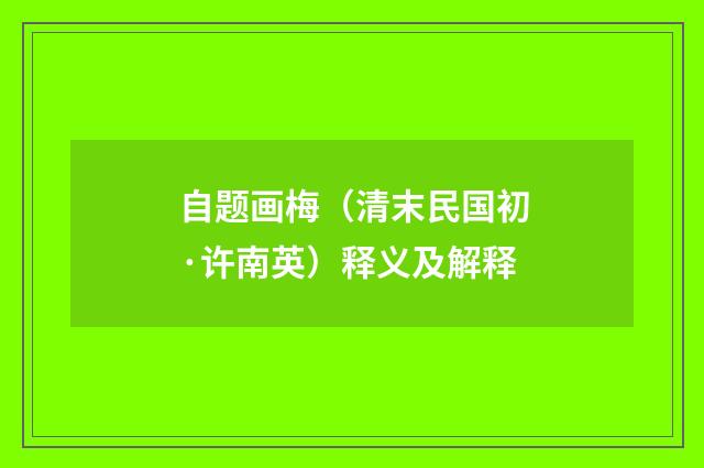 自题画梅（清末民国初·许南英）释义及解释