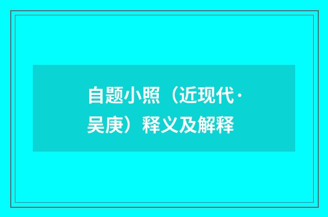 自题小照（近现代·吴庚）释义及解释