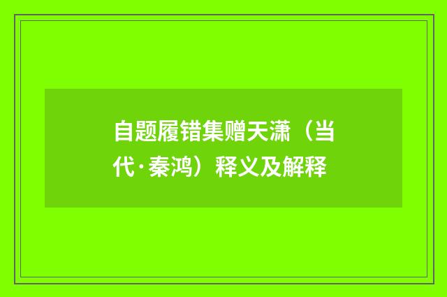 自题履错集赠天潇（当代·秦鸿）释义及解释