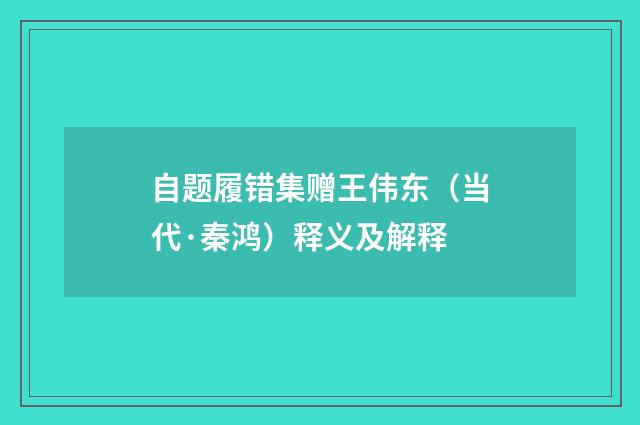 自题履错集赠王伟东（当代·秦鸿）释义及解释