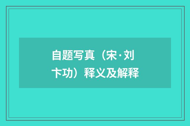 自题写真（宋·刘卞功）释义及解释