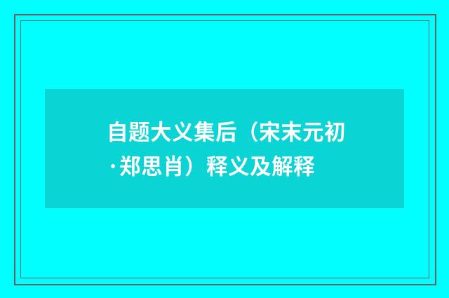 自题大义集后（宋末元初·郑思肖）释义及解释