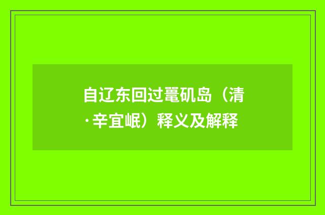 自辽东回过鼍矶岛（清·辛宜岷）释义及解释