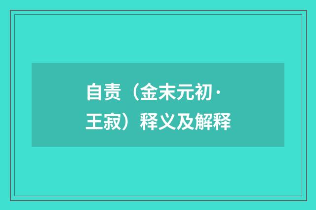 自责（金末元初·王寂）释义及解释