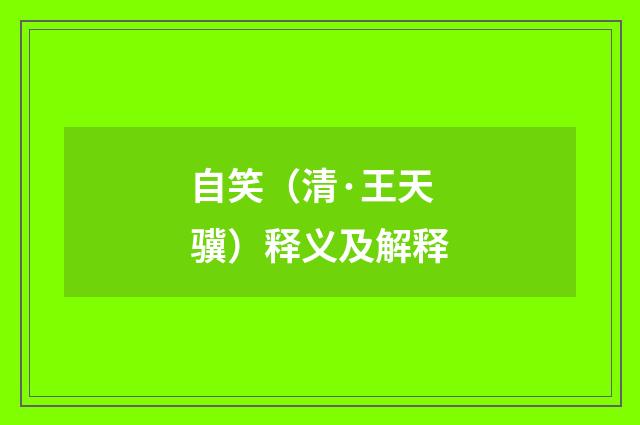 自笑（清·王天骥）释义及解释