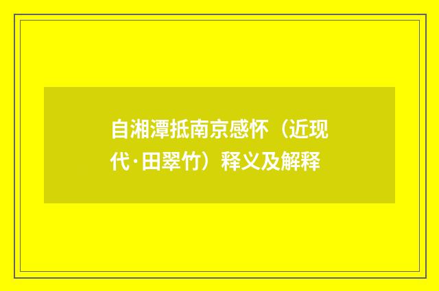 自湘潭抵南京感怀（近现代·田翠竹）释义及解释
