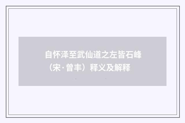 自怀泽至武仙道之左皆石峰（宋·曾丰）释义及解释
