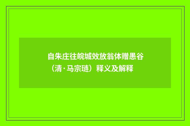 自朱庄往皖城效放翁体赠愚谷（清·马宗琏）释义及解释