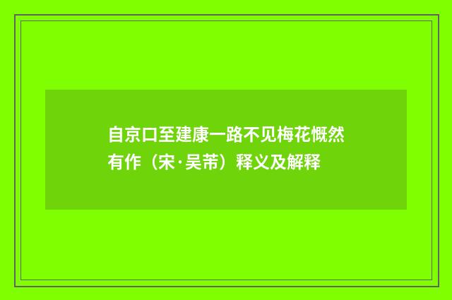 自京口至建康一路不见梅花慨然有作（宋·吴芾）释义及解释
