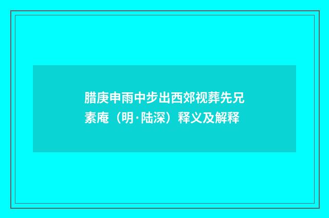 腊庚申雨中步出西郊视葬先兄素庵（明·陆深）释义及解释