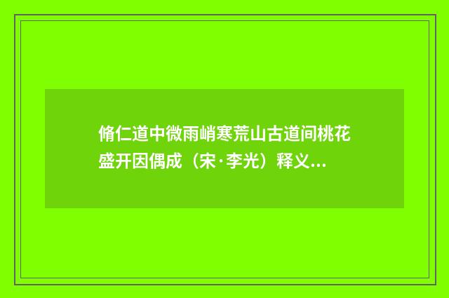 脩仁道中微雨峭寒荒山古道间桃花盛开因偶成（宋·李光）释义及解释