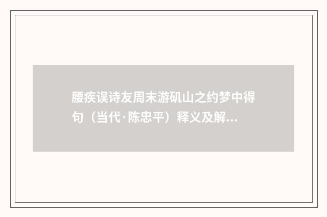 腰疾误诗友周末游矶山之约梦中得句（当代·陈忠平）释义及解释