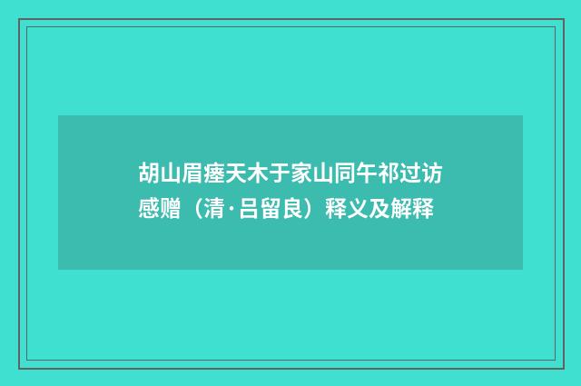胡山眉瘗天木于家山同午祁过访感赠（清·吕留良）释义及解释