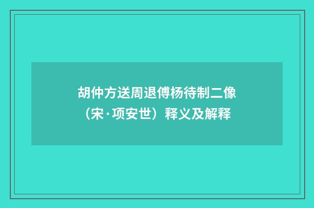 胡仲方送周退傅杨待制二像（宋·项安世）释义及解释