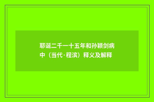耶诞二千一十五年和孙颖剑病中（当代·程滨）释义及解释