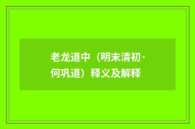 老龙道中（明末清初·何巩道）释义及解释