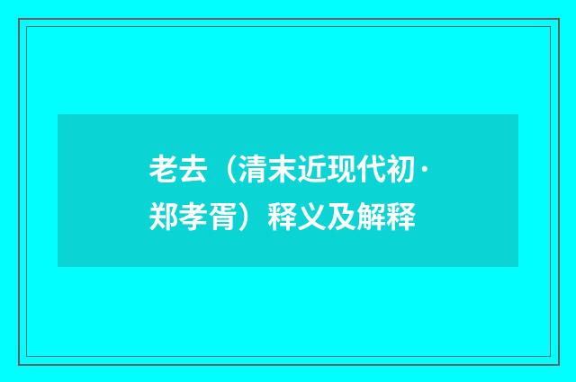 老去（清末近现代初·郑孝胥）释义及解释